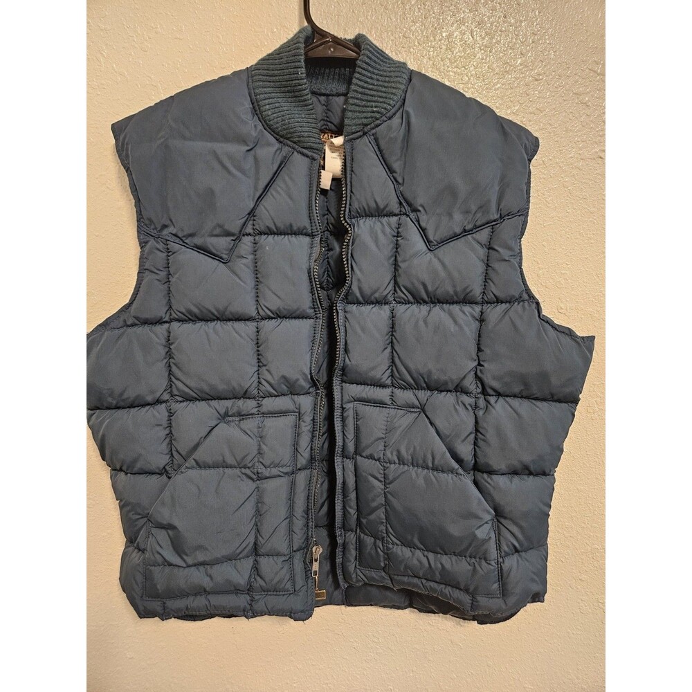 Walls Western Wear Men's Puffer Vest Full Zip Stand-Up Collar Blue M Regular Fit